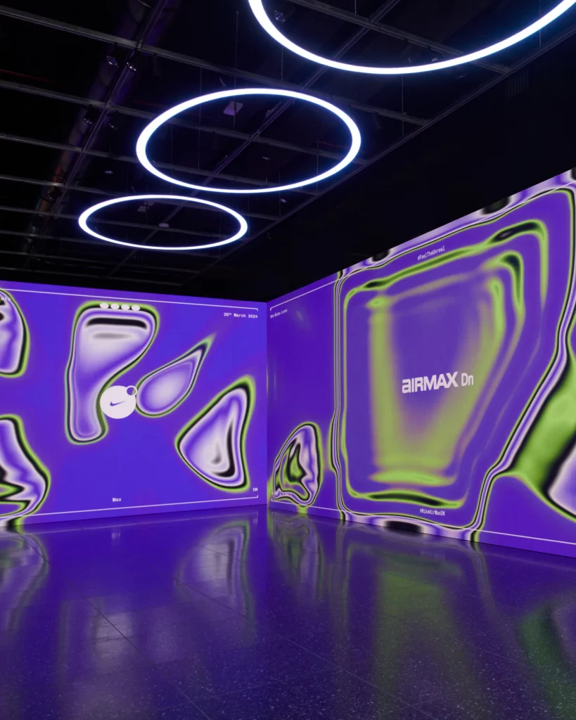 Immersive installations designed to launch Nike Air Max DN in Milan.